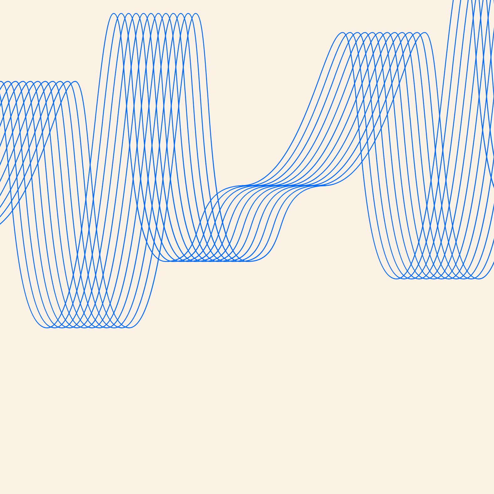 Blue sound waves on a cream background